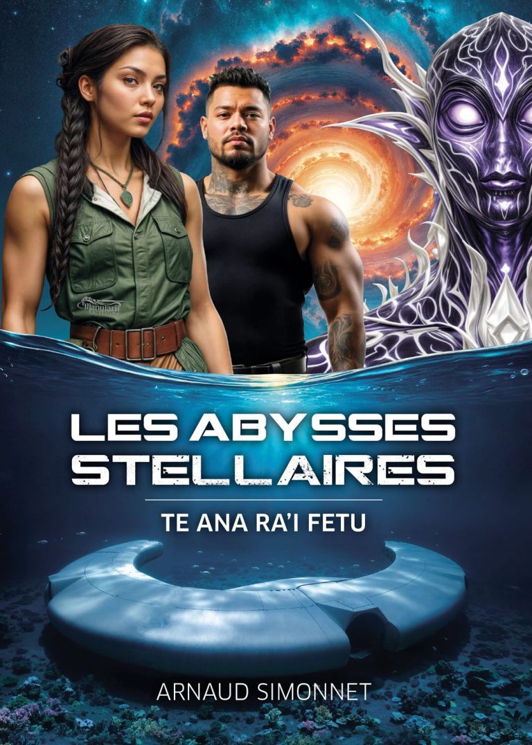 Couverture du livre "Les Abysses Stellaires" avec des personnages futuristes.
